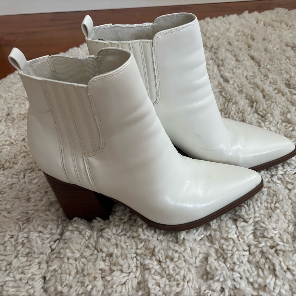 Marc Fisher White Pointed Toe Ankle Boots